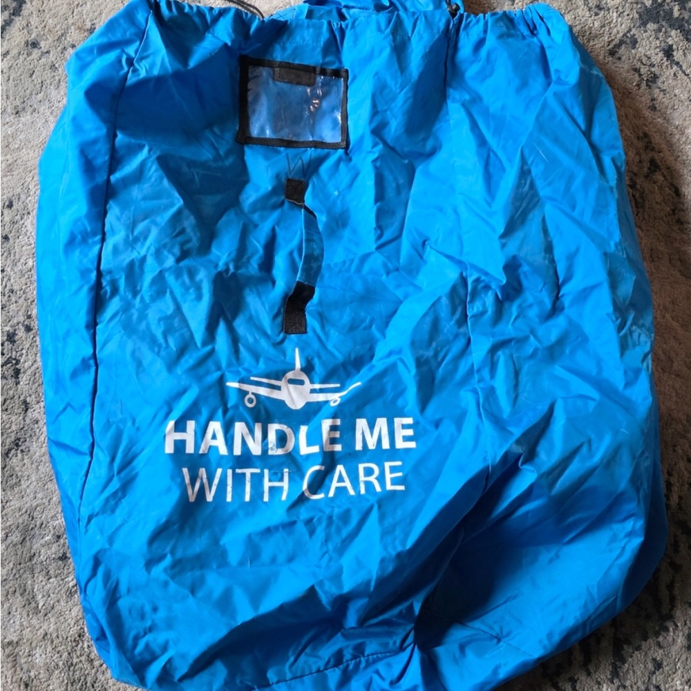 Blue Travel Bag with Handle Me With Care Print
